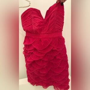 Strapless pink mermaid ruffle mini dress!